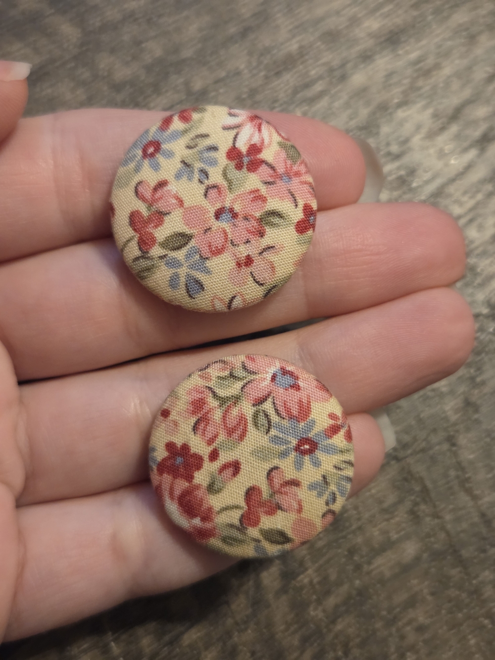 Forever 21 Floral Button Stud Earrings - Pink and Blue on Cream